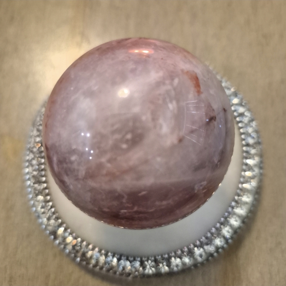 Natural Red Hematoid Quartz Orb Sphere #1 - Picture 5 of 6